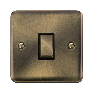 Curved Antique Brass 10A 1 Gang Intermediate Ingot Light SwitchBlack TrimSe Home