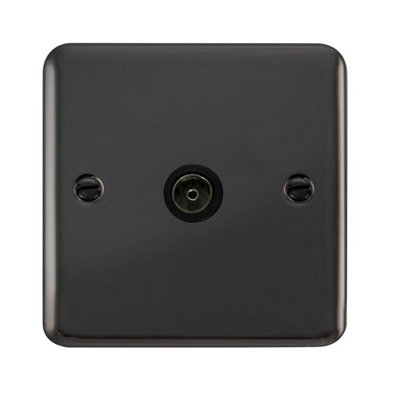 Curved Black Nickel 1 Gang Single Coaxial Tv SocketBlack TrimSe Home from B&Q