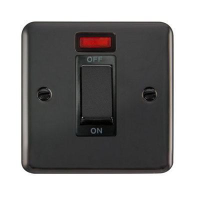 Curved Black Nickel 1 Gang Ingot Size 45A Switch With NeonBlack TrimSe Home