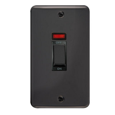 Curved Black Nickel 2 Gang Ingot Size 45A Switch With NeonBlack TrimSe Home