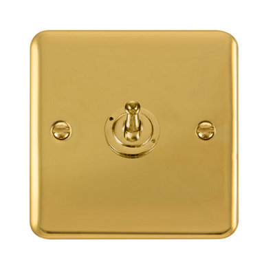 B&Q - Curved Polished Brass 1 Gang 2 Way 10Ax Toggle Light SwitchSe Home
