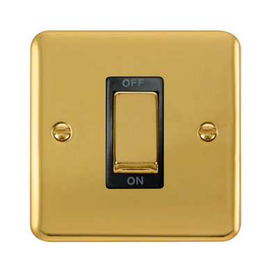 Curved Polished Brass 1 Gang Ingot Size 45A SwitchBlack TrimSe Home
