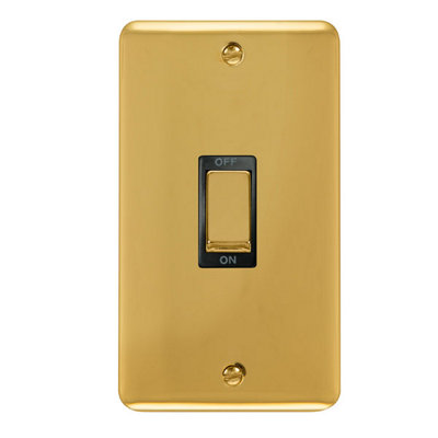 Curved Polished Brass 2 Gang Ingot Size 45A SwitchBlack TrimSe Home