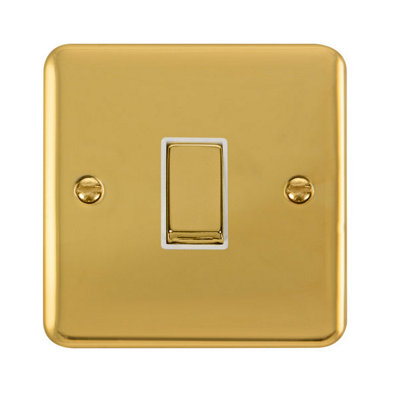 Curved Polished Brass 10A 1 Gang Intermediate Ingot Light SwitchWhite TrimSe Home from B&Q