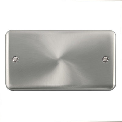 Curved Satin / Brushed Chrome 2 Gang Blank PlateSe Home from B&Q