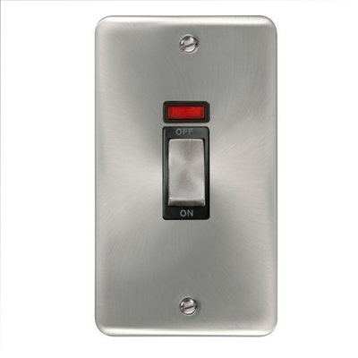 Curved Satin / Brushed Chrome 2 Gang Ingot Size 45A Switch With NeonBlack TrimSe Home
