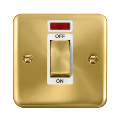Curved Satin / Brushed Brass 1 Gang Ingot Size 45A Switch With NeonWhite TrimSe Home