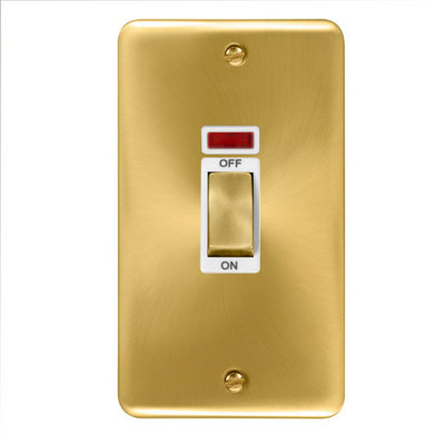 Curved Satin / Brushed Brass 2 Gang Ingot Size 45A Switch With NeonWhite TrimSe Home