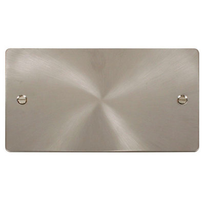 Flat Plate Satin / Brushed Chrome 2 Gang Blank PlateSe Home