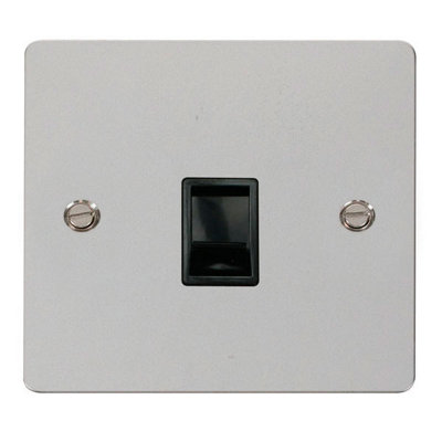 B&Q - Flat Plate Polished Chrome Rj11 SocketBlack TrimSe Home