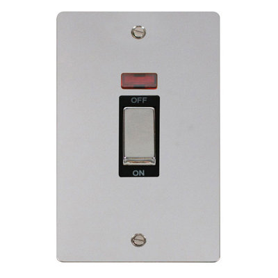 Flat Plate Polished Chrome 2 Gang Ingot Size 45A Switch With NeonBlack TrimSe Home