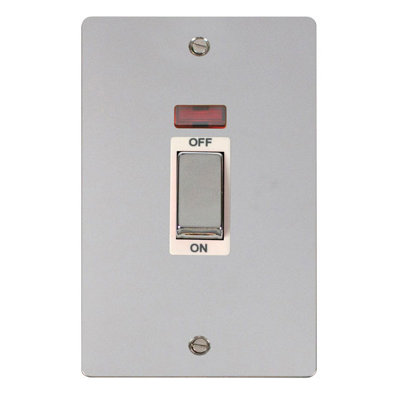 Flat Plate Polished Chrome 2 Gang Ingot Size 45A Switch With NeonWhite TrimSe Home