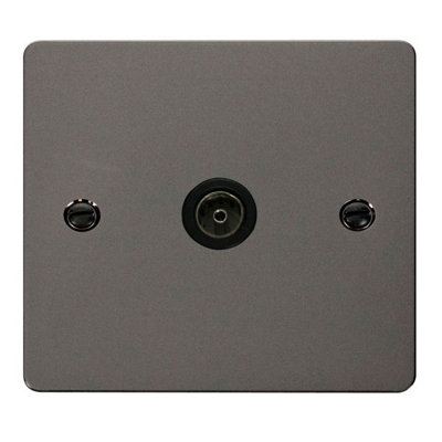 Flat Plate Black Nickel 1 Gang Single Coaxial Tv SocketBlack TrimSe Home from B&Q