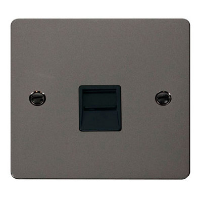 Flat Plate Black Nickel Secondary Telephone Single SocketBlack TrimSe Home from B&Q