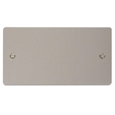 Flat Plate Pearl Nickel 2 Gang Blank PlateSe Home