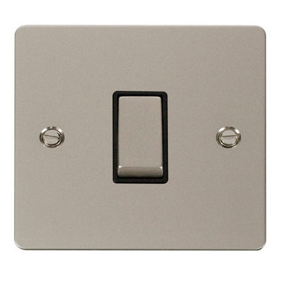 Flat Plate Pearl Nickel 10A 1 Gang Intermediate Ingot Light SwitchBlack TrimSe Home from B&Q