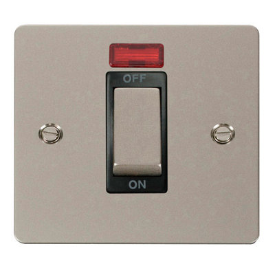 Flat Plate Pearl Nickel 1 Gang Ingot Size 45A Switch With NeonBlack TrimSe Home