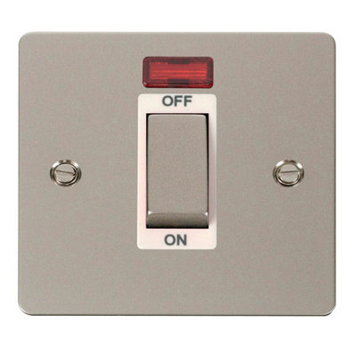 Flat Plate Pearl Nickel 1 Gang Ingot Size 45A Switch With NeonWhite TrimSe Home