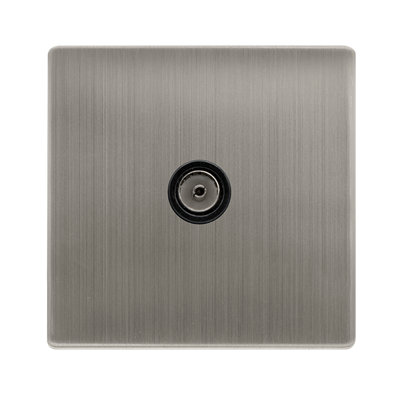 Stainless Steel Screwless Plate 1 Gang Single Coaxial Tv SocketBlack TrimSe Home