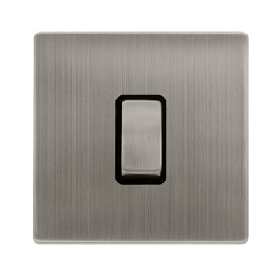 Stainless Steel Screwless Plate 10A 1 Gang Intermediate Ingot Light SwitchBlack TrimSe Home