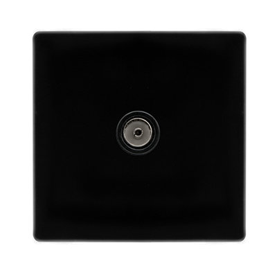 Matt Black Screwless Plate 1 Gang Single Coaxial Tv SocketBlack TrimSe Home