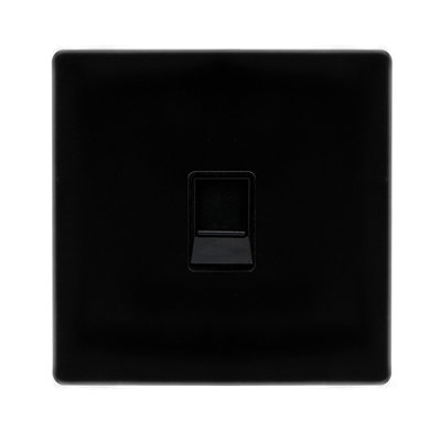 B&Q - Matt Black Screwless Plate Rj11 SocketBlack TrimSe Home