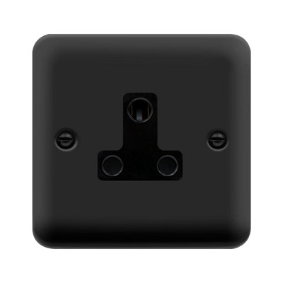 Curved Matt Black 1 Gang 5A Round Pin SocketBlack TrimSe Home