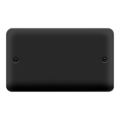 Curved Matt Black 2 Gang Blank PlateSe Home