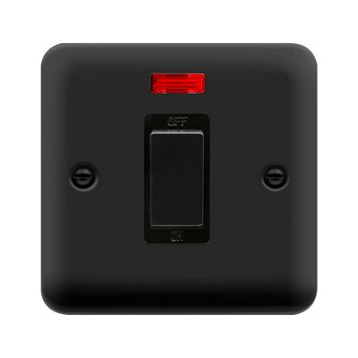 Curved Matt Black 1 Gang Ingot Size 45A Switch With NeonBlack TrimSe Home
