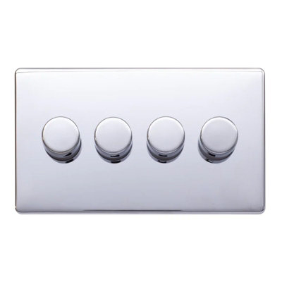 Polished Chrome Screwless Plate 100W 4 Gang 2 Way Intelligent Trailing Led Dimmer SwitchSe Home from B&Q