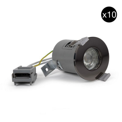 Se Home 10 Pack - Nickel Gu10 Fire Rated Downlight - Ip65 Black
