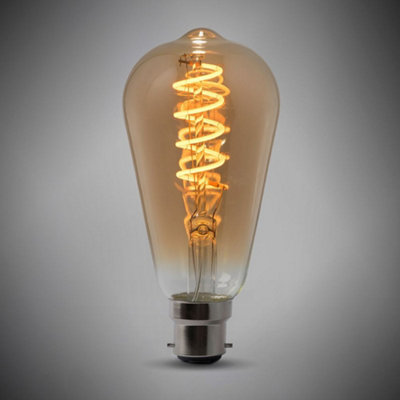 4W B22 Vintage Edison St64 Led Light Bulb 1800K Spiral Filament Teardrop High Cri DimmableSe Home from B&Q