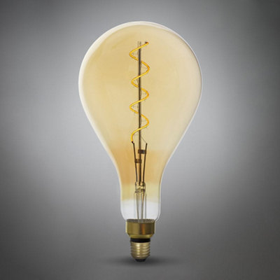 Large 6W E27 Es Vintage Edison Ps160 Led Light Bulb 1800K Spiral Filament High Cri DimmableSe Home from B&Q
