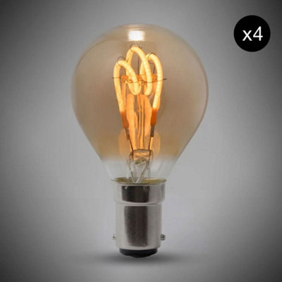 4 Pack2W B15 Vintage Edison Golf Ball Led Light Bulb 1800K T-Spiral Filament High Cri DimmableSe Home from B&Q