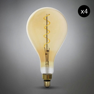 4 PackLarge 6W E27 Es Vintage Edison Ps160 Led Light Bulb 1800K Spiral Filament High Cri DimmableSe Home from B&Q