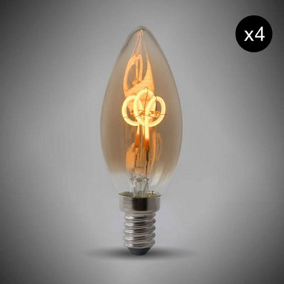 4 Pack2W E14 Ses Vintage Edison Candle Led Light Bulb 1800K T-Spiral Filament High Cri DimmableSe Home from B&Q