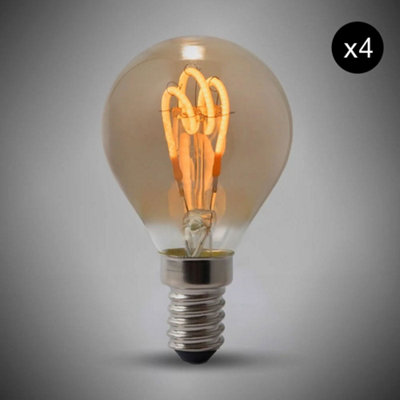 4 Pack2W E14 Ses Vintage Edison Golf Ball Led Light Bulb 1800K T-Spiral Filament High Cri DimmableSe Home from B&Q