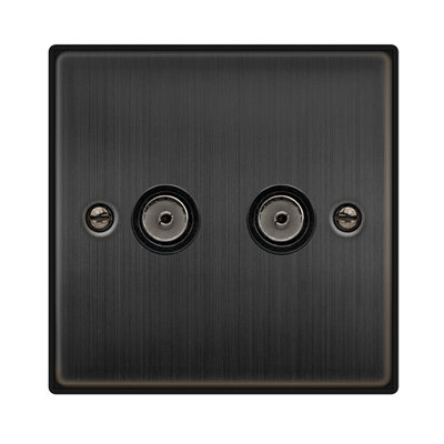 Matt Bronze 2 Gang Twin Coaxial Tv Socket Se Home from B&Q