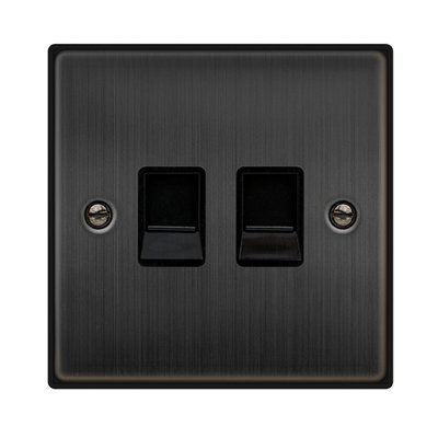 B&Q - Matt Bronze Secondary Telephone Twin Socket 