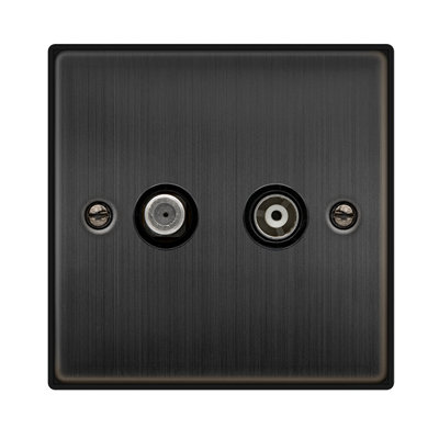 Matt Bronze Satellite & Coaxial Socket 1 Gang Se Home from B&Q
