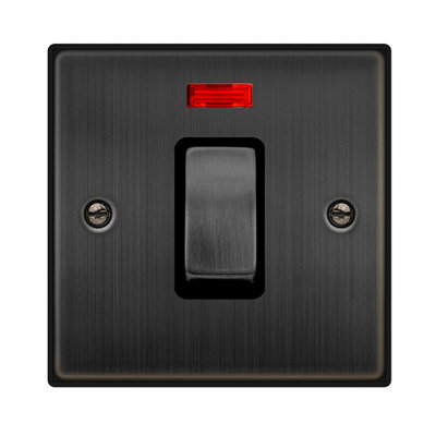 Matt Bronze 1 Gang Ingot Size 45A Switch With Neon Se Home