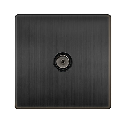 Matt Bronze Screwless Plate 1 Gang Single Coaxial Tv Socket Se Home from B&Q
