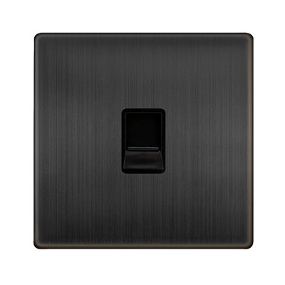 B&Q - Matt Bronze Screwless Plate Master Telephone Single Socket 