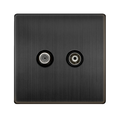 Matt Bronze Screwless Plate Satellite And Isolated Coaxial 1 Gang Socket Se Home from B&Q