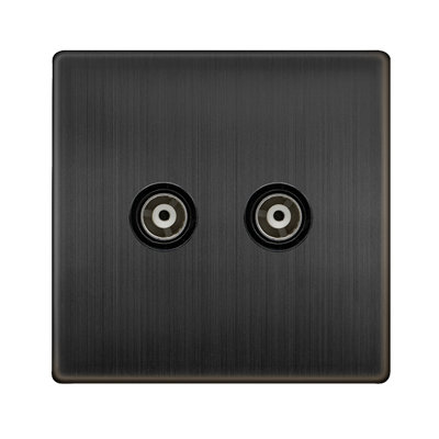 Matt Bronze Screwless Plate Twin Isolated Coaxial Socket Se Home from B&Q