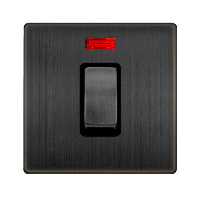 Matt Bronze Screwless Plate 1 Gang Ingot Size 45A Switch With Neon Se Home