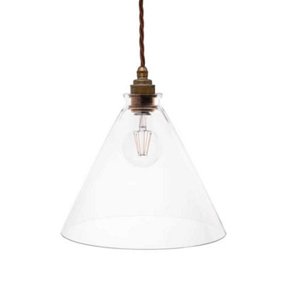 B&Q - Thomas Clear Glass Pendant LightOld English BrassSe Home