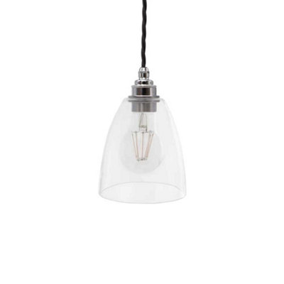 B&Q - Dickens Clear Glass Pendant LightNickelSe Home