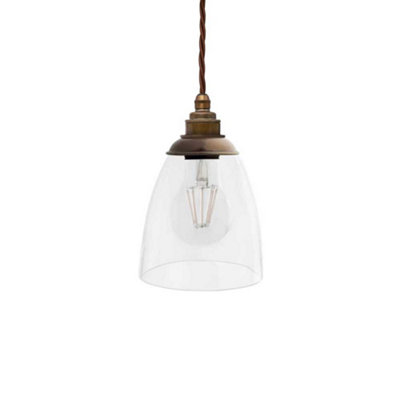 B&Q - Dickens Clear Glass Pendant Light With Oxford CapOld English BrassSe Home