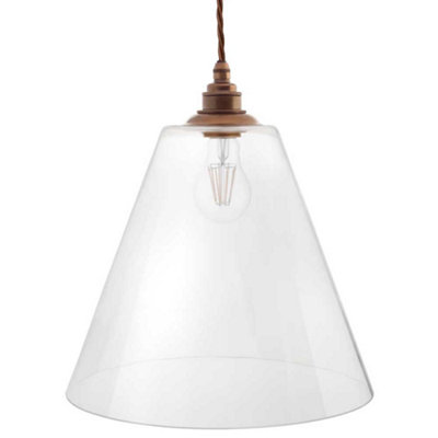 B&Q - Forster Clear Cone Glass Pendant LightOld English BrassSe Home